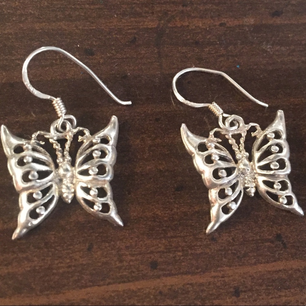 NWT*Sterling silver filigree butterfly earrings